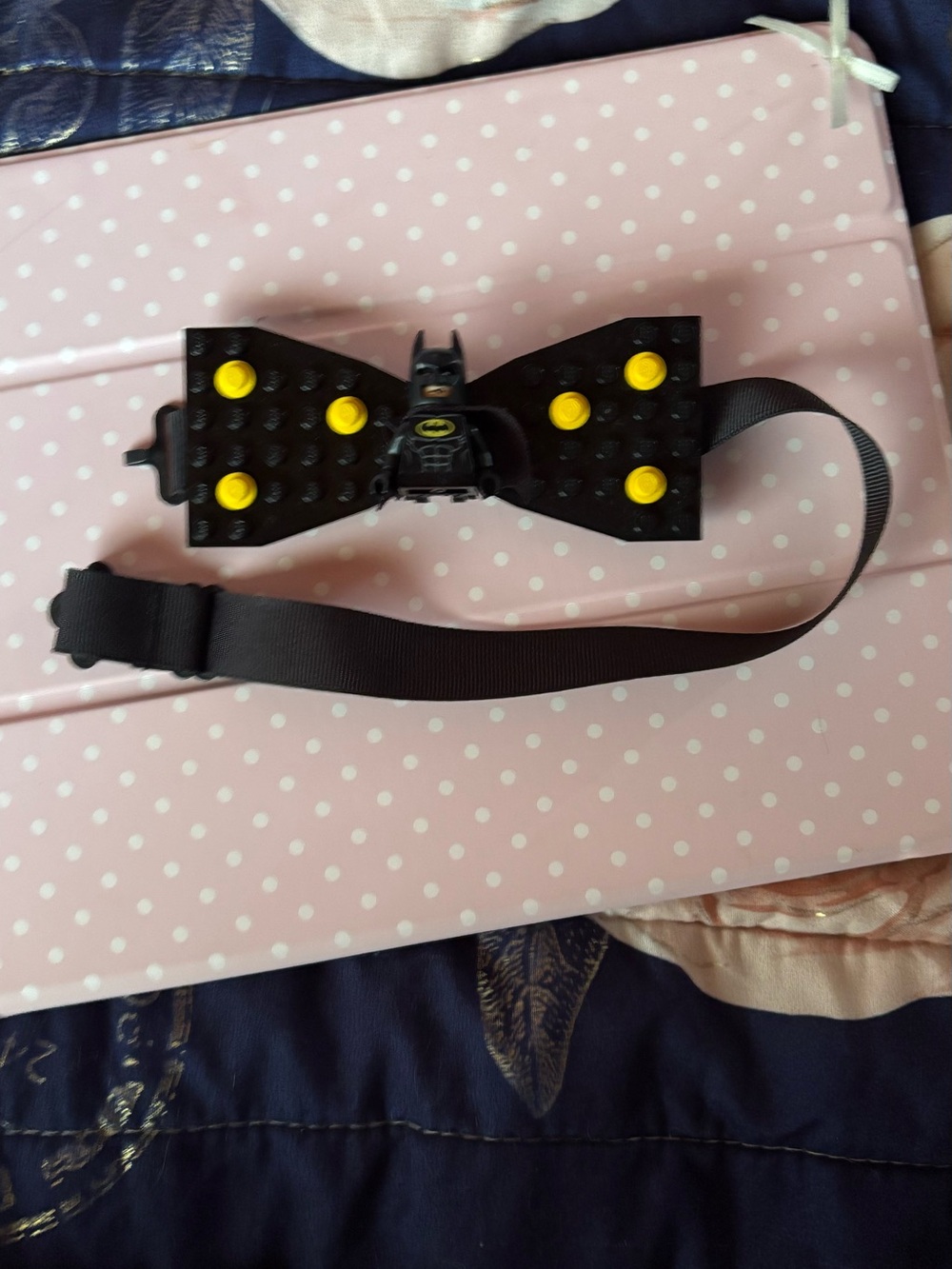 Kids Batman-style Black and Yellow Bow Tie Belt Accessory